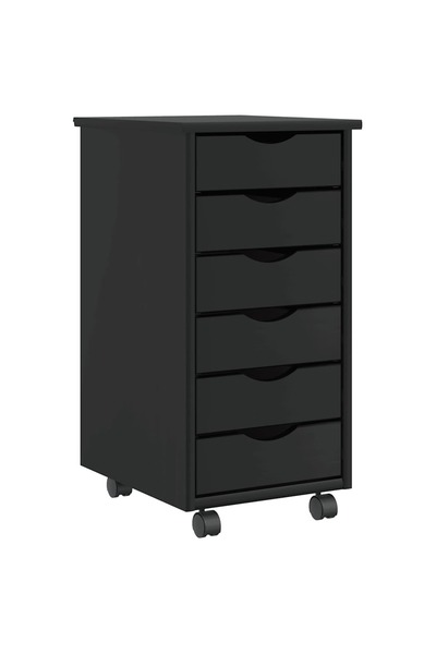 vidaxl Rolling wardrobe with drawers "MOSS" made of solid black pine wood