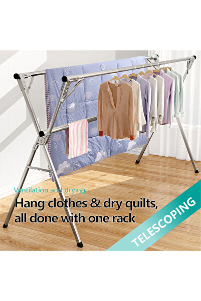 wayawaa Stainless Steel Heavy-Duty Folding Clothes Drying Rack, Total Length ...