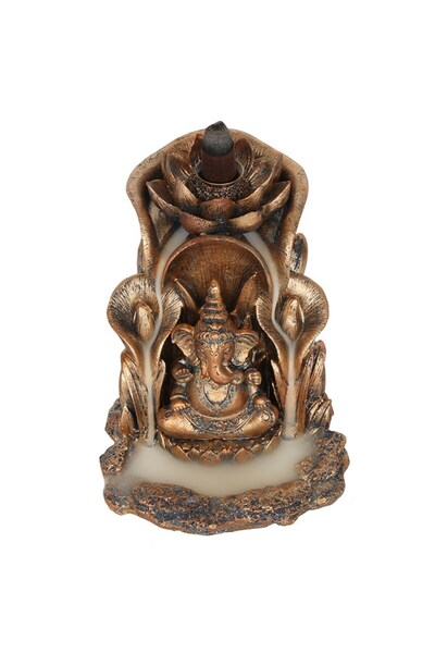 Palo Santo Suport pentru conuri de tămâie cu reflux Ganesh - Bronz - 17cm
