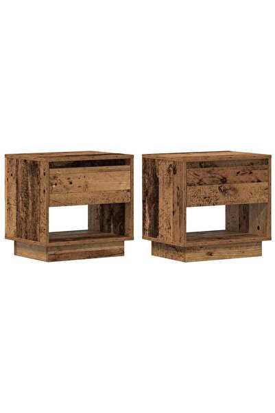 vidaxl Noptieră 2 pcs Lemn vechi 45 x 34 x 44 cm Lemn compozit