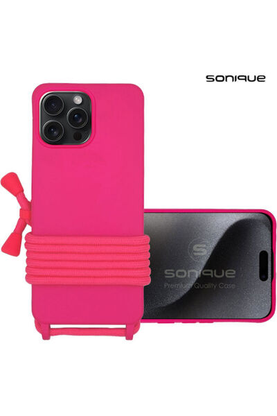 Other Sonique Πίσω Θήκη Σιλικόνης 0.5mm με Λουράκι Φούξια (iPhone 15 Pro Max)