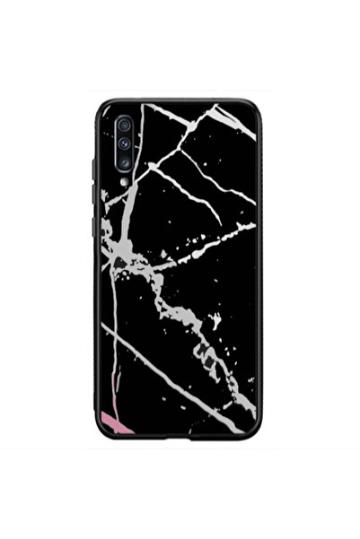 Other Samsung A50 Marble Cream Cracks Black Glossy Θήκη
