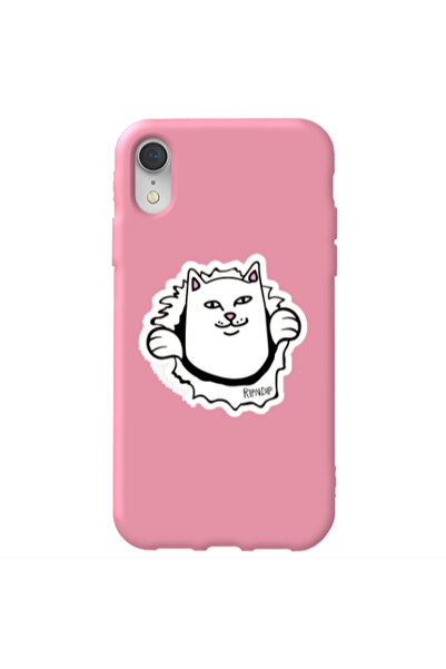 Other Apple iPhone Xr White cat Pink Colored Silicone TPU Θήκη