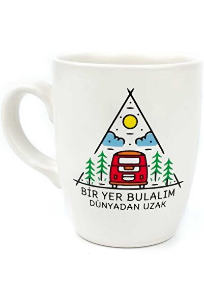Yıldızan Tamgün Let's Find a Place Far from the Earth 02 Cream Oval Mug - Gif...
