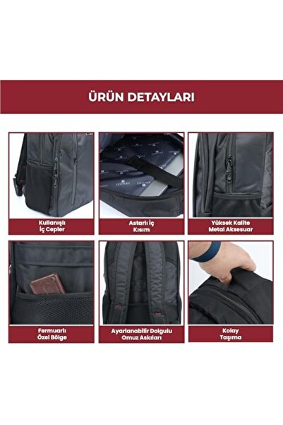 Yıldızan Rucsac pentru laptop TAMGÜN de 15,6 inchi, cu 7 compartimente, imper...