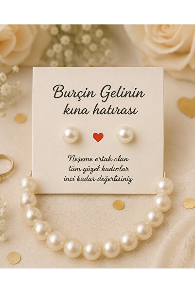 Lalim Aksesuar 20 Set inci Bileklik ve 20 set inci Küpe Takımı Kına Gecesi, N...