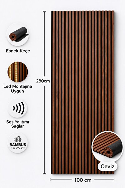 Bambus Dekoratif Çıtalı MDF Akustik Duvar Paneli Akustik Ahşap Duvar Kaplama ...