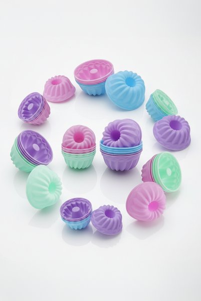 Stork 6 Pieces Silicone Cupcake Muffin and Mini Cake Mold, Non-Stick, Heat Resistant, Bpa-Free - Mixed Color