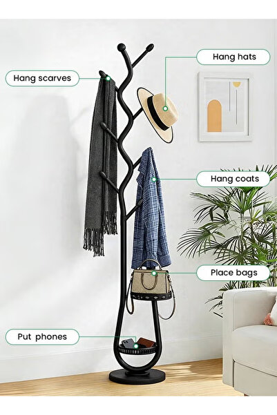 TAPIT Coat Rack Metal Freestanding Coat Rack with 8 Hooks Sturdy Coat Tree wi...