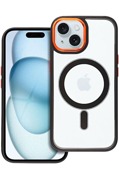 OEM Κάλυμμα Πλάτης Color Edge Mag Πλαστικό / Σιλικόνη Μαύρο (iPhone 15)