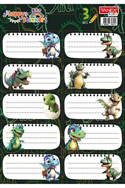 Tanex SCHOOL LABELS 30/SET DINO TLS-801