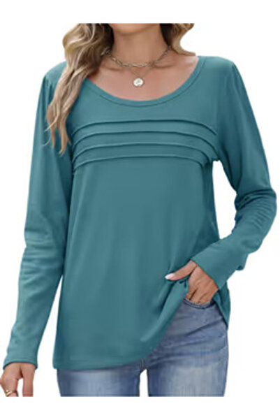 Other Women’s Thermal Long Sleeve Top Pleated Fleece Crew Neck Puff Sleeve – ...