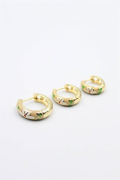 atastore2017 3-piece enamel flower earring - brown