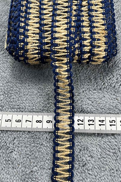 Hobigram Nautiluxe Marine Hasır Şerit Kurdele – Lacivert Bohem Denizci Desenli Premium 1 Metre