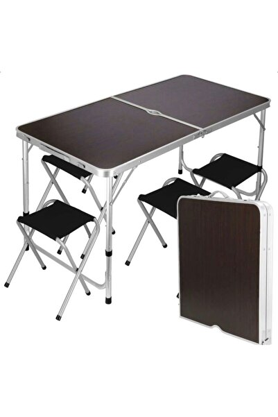 SELECT Masă Pliabilă Picnic cu 4 Scaune 60x120 cm Tip Valiză Aluminiu
