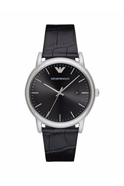Emporio Armani Luigi Ανδρικό Ρολόι 43mm Μπαταρίας με Μαύρο Δερμάτινο Λουράκι ...