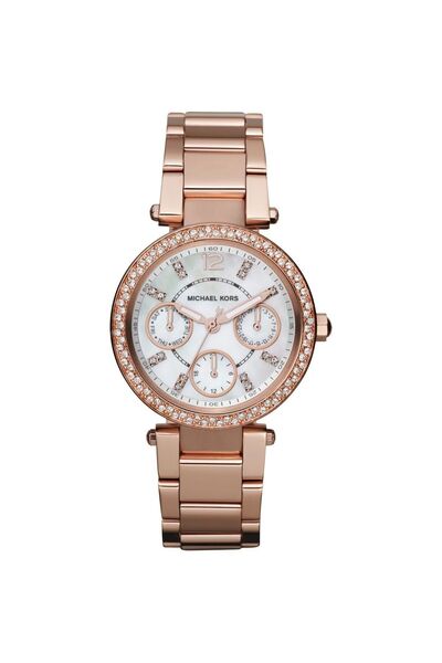 Michael Kors Mini Parker Ρολόι Χρονογράφος με Ροζ Χρυσό Μεταλλικό Μπρασελέ MK...