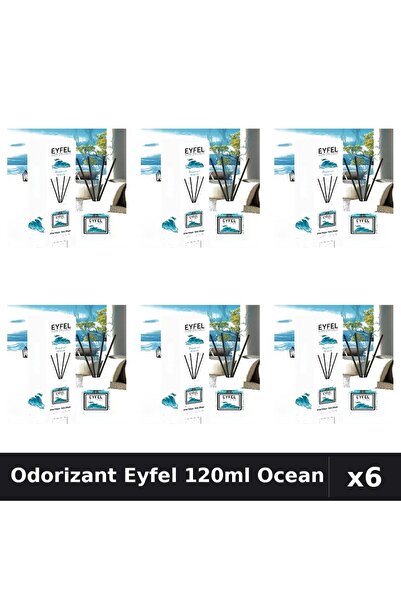 Eyfel Set 6 Odorizant Cameră cu Betișoare Ocean 120ml - Parfum Intens