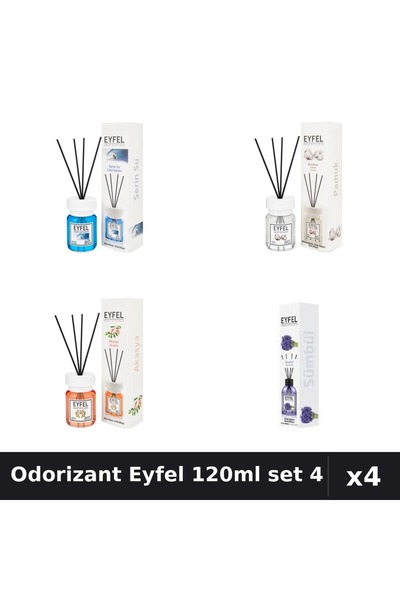 Eyfel Set 4 Odorizant Camera cu Betisoare 120ml - Acacia, Bumbac, Cool Water,...
