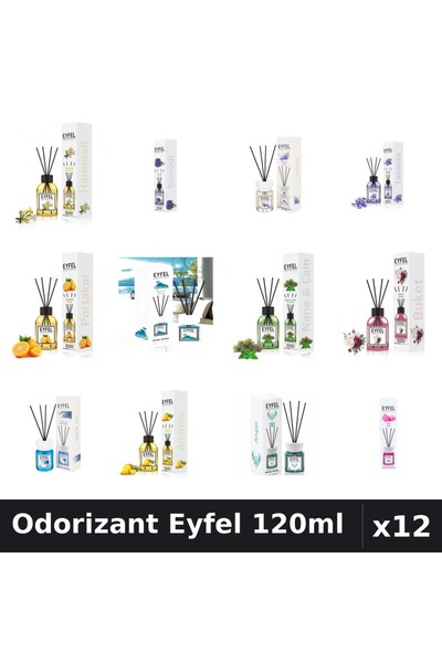 Eyfel Set 12 Odorizante Camera cu Betisoare - Arome Asortate, 120ml
