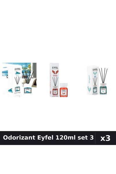 Eyfel Set 3 Odorizante Camera cu Betisoare - Angel, Ocean, Red Dragon, 120ml