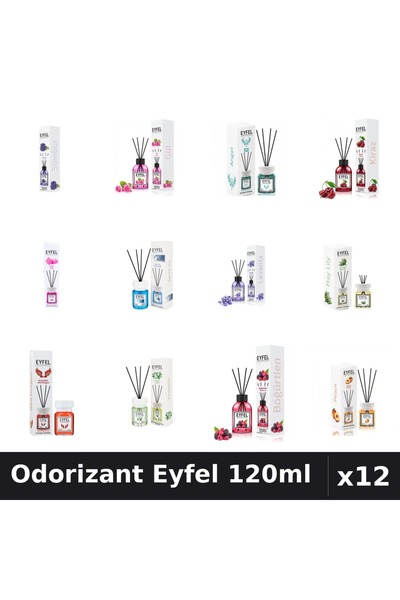 Eyfel Set 12 Odorizante Camera cu Betisoare - 12 Arome Asortate, Parfum Inten...