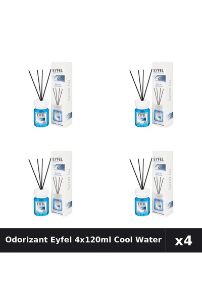 Eyfel Set 4 Odorizant Camera cu Betisoare Cool Water 120ml - Parfum Intens
