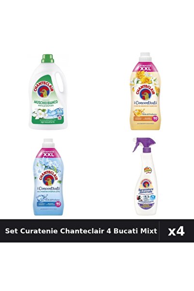 Chanteclair Set 4 Detergent și Balsam Rufe 1575ml-1800ml - Mosc Alb, Flori Po...