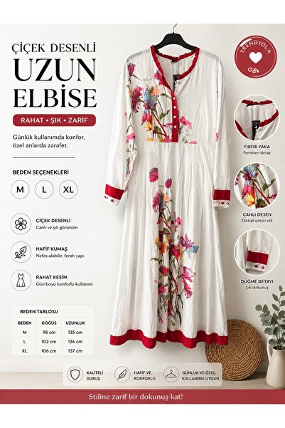 ELUNE İSTANBUL &Milano Long Dress with Floral Pattern