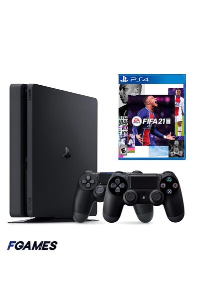 Sony Consola Playstation 4 Slim Ps4 1TB + Două controlere + Fifa 21 PlayStati...