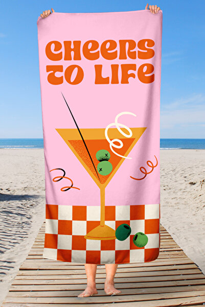 Ulu Home Cheers to Life Unisex Cotton Sea Bath Beach Towel