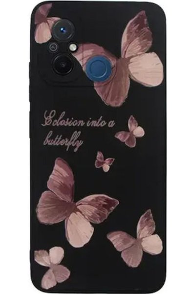 Vivid Θήκη σιλικόνης για Xiaomi Redmi 12C Πεταλούδα Μαύρο Ροζ