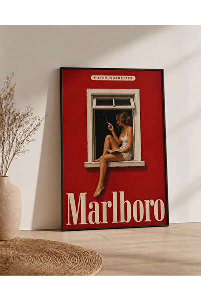 Generic Vintage Marlboro Style Poster Red Wall Art Minimalist Retro Cigarette...