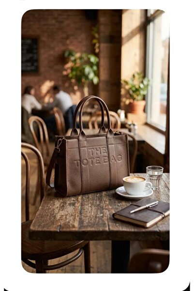 Mervişim Aksesuar The Tote Bag Minimalist Bitter Brown Women's Shoulder Bag