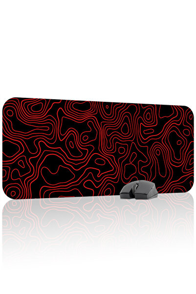 mousepad bastir لوحة ماوس للألعاب باللون الأسود والأحمر مقاس 70 × 30 XL، قاعد...
