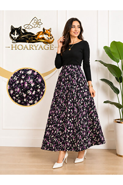 hoaryage 100% Cotton Elastic Waist Patterned Combed Cotton Fabric Maxi Length...