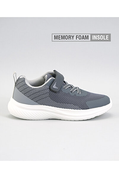 Bonfino Hook & Loop Closure Memory Foam Shoes - Grey
