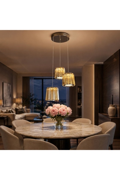 proled K9 Crystal Suspended Chandelier Prestige A8007-3 with 30W LED and Remo...