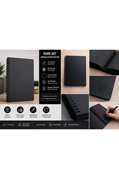 DreamArtgalery DreamArt Galery Dark Art Siyah Sayfa Spiralli Sketch Defter 17...