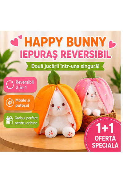 OEM Iepuras din Plus Reversibil Happy Bunny 40 cm
