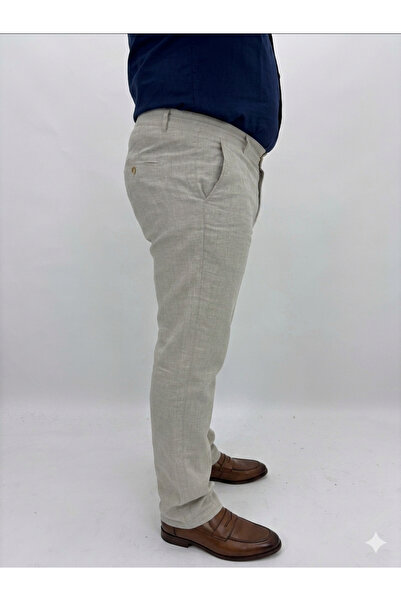 Ramon Miele Plus Size Linen Men's Trousers