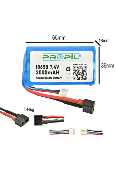 propil Wltoys 7.4V 18650 Li-On 15C 2000 Mah T-Plug Soketli Oyuncak Pili
