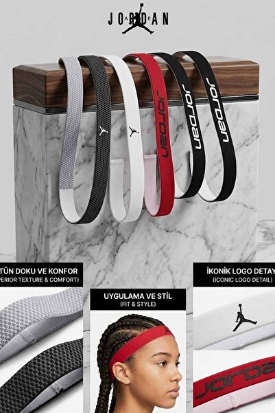 Nike Set de 6 benzi sportive subțiri Jordan - Benzi colorate pentru urechi, p...