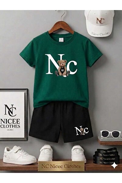 NC Nicee Clothes LETNJA DEČJA MAJICA I KRATKE HLAČE UNISEKS (BELI NC MEDVJEĐI...
