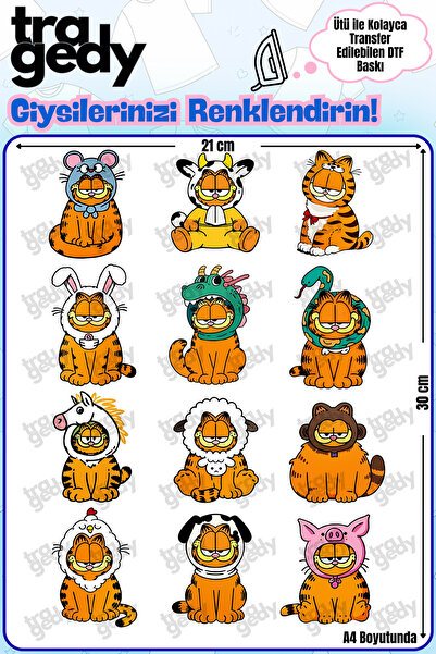 TRAGEDY Garfield - 1 Design Dtf Printing That Irons on to Fabric in A4 Size
