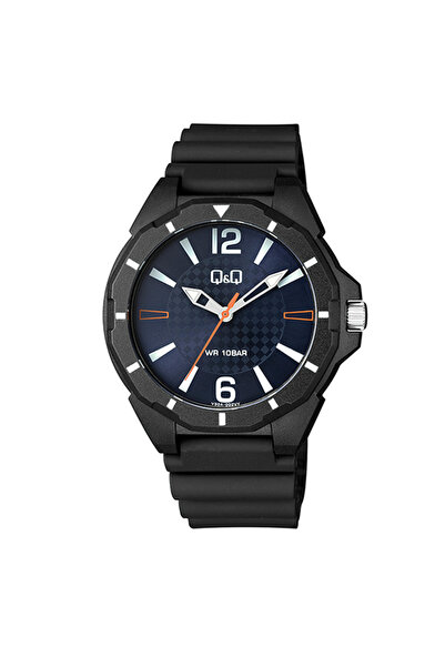 Q&Q Ρολόι Ανδρικό Λουρί Black με Σιλικόνη V30A-002VY