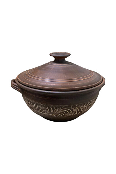 La Roma Scent Your Story Oven Pot with Handles and Lid in Engob, Red Clay, 5L...