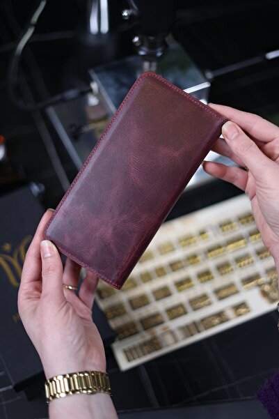 Massiviano Burgundy Genuine Leather Phone Wallet