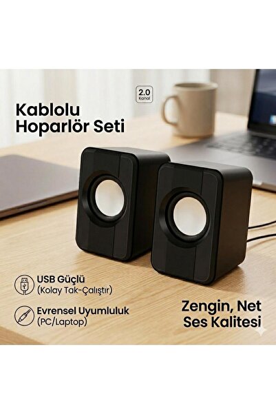 TEKNOTİMER USB Mini Hoparlör Bilgisayar PC Laptop Uyumlu Güçlü Ses Gaming Taş...