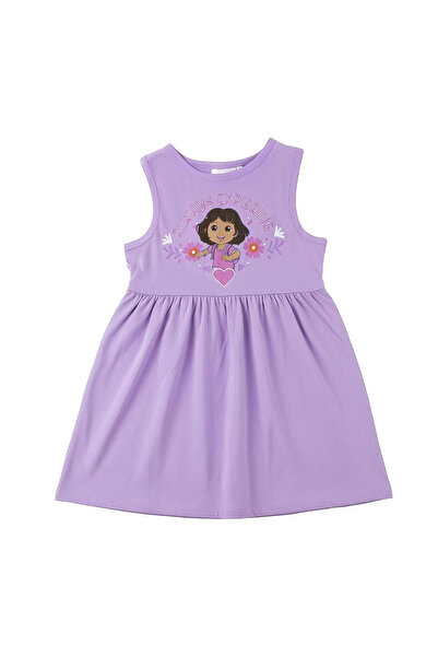 Dora the Explorer Βαμβακερό αμάνικο φόρεμα, Μωβ